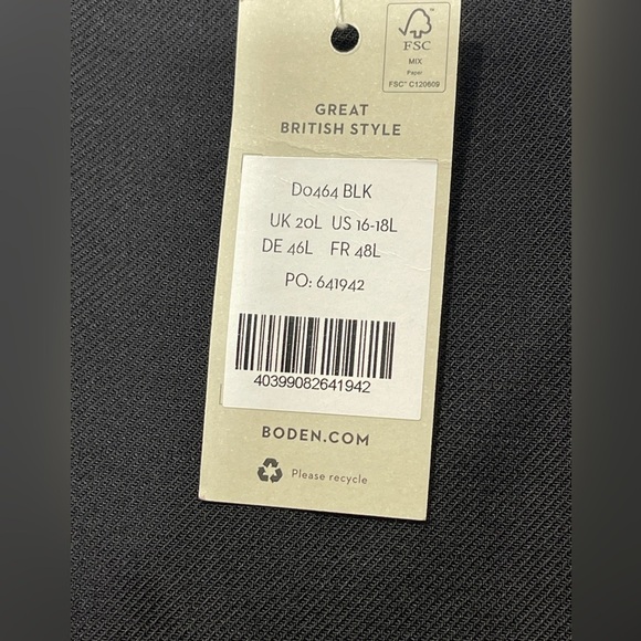 Boden Sleeveless Mini Shift Dress In Black Size 16/18 New - Picture 8 of 9